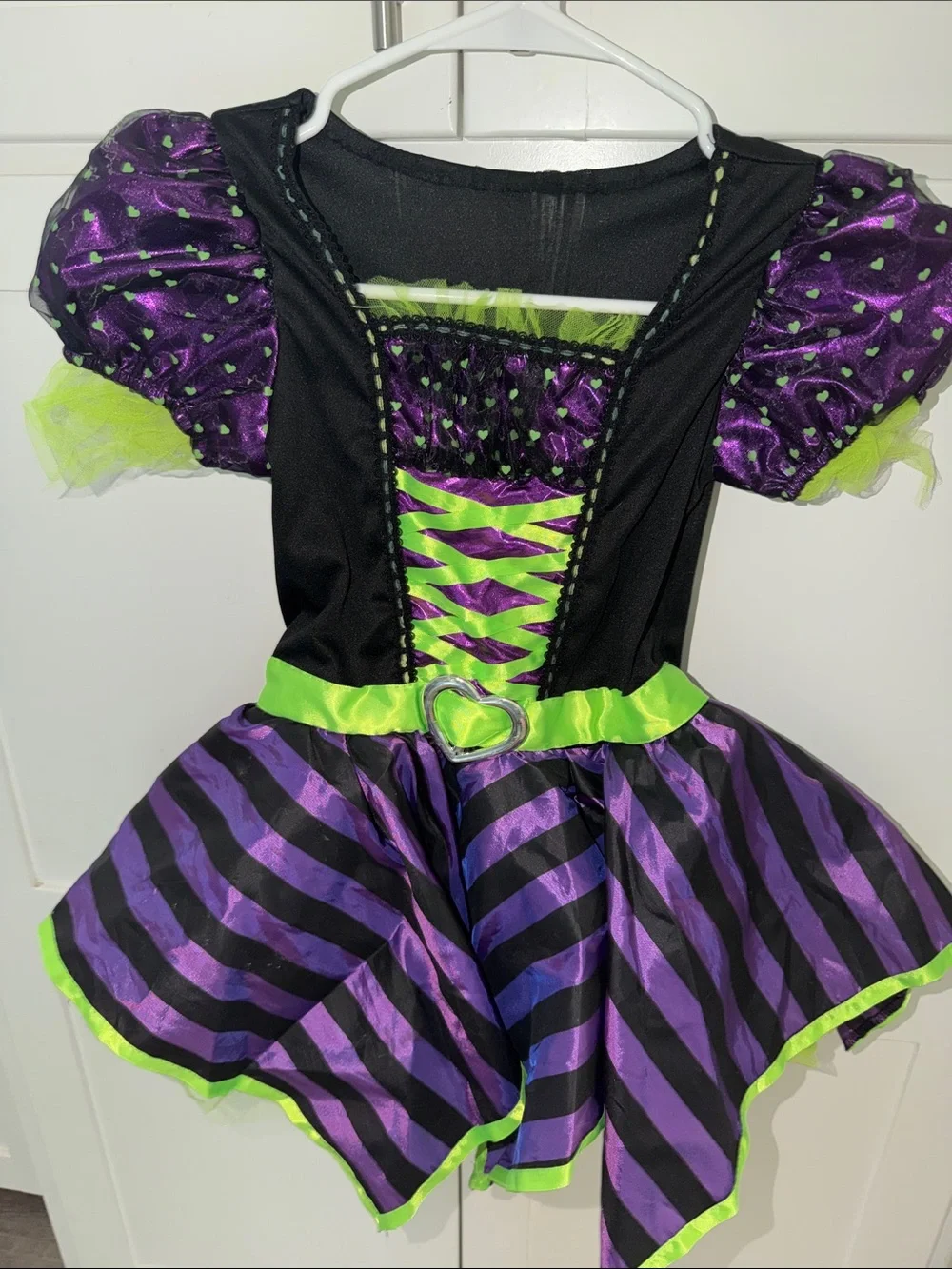 Girls' Purple & Lime Green Witch Costume Dress